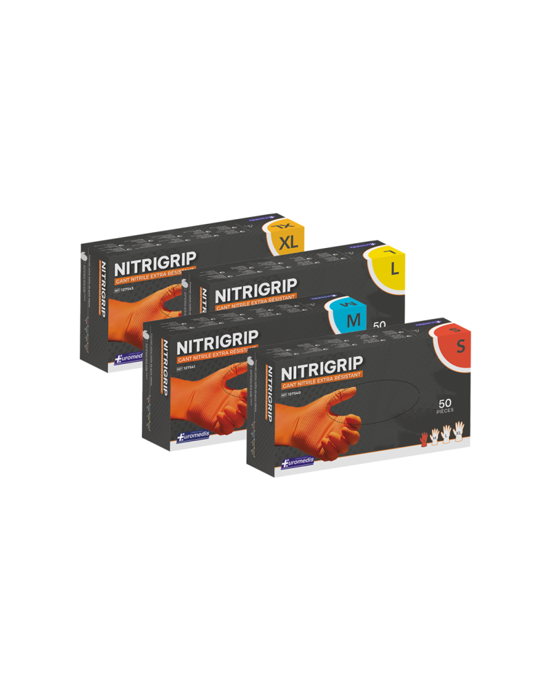 Gants nitrile, non poudrés nitrigrip petits 6-7