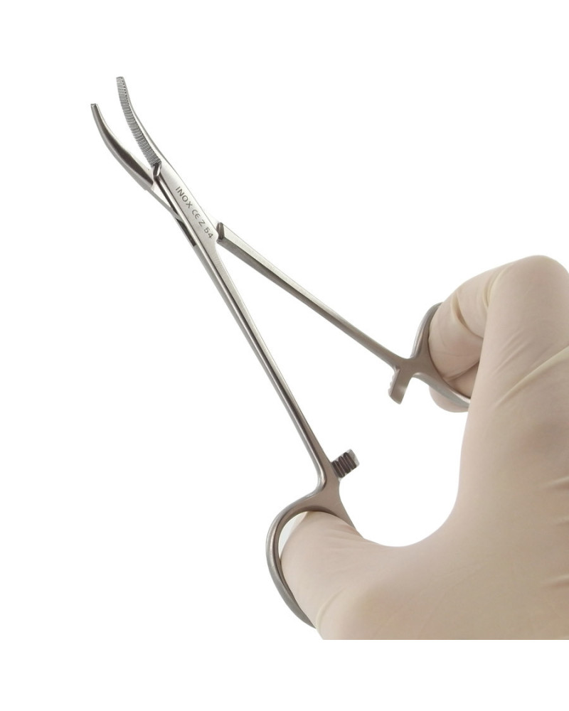 Pince de halstead, courbe sans griffe, 10 cm