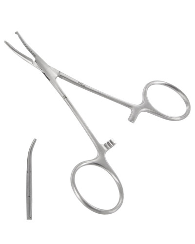 Pince de HALSTEAD, courbe avec griffe, 10 cm