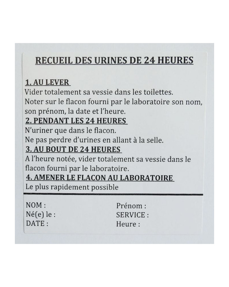 Etiquettes «mode d'emploi» pour compte d'addis