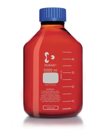 Flacons en verre borosilicate, verre brun, 5000ml