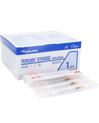 Seringue TERUMO 3 pièces 1 ml, tuberculine avec aiguille 25 g - 16 x 0,5 mm