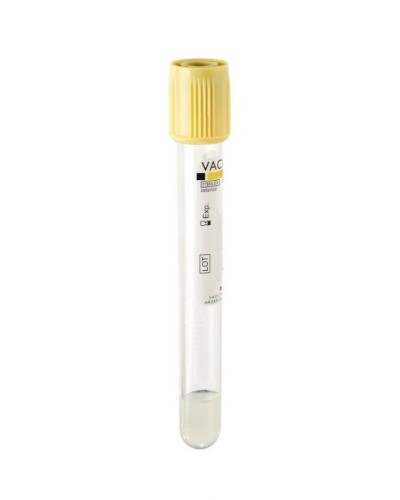 Tube de prélèvement sous vide en P.E.T. VACUTEST KIMA 5ml/7ml SEC +GEL bouchon or stérile
