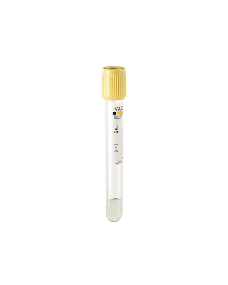 Tube de prélèvement sous vide en P.E.T. VACUTEST KIMA 5ml/7ml SEC +GEL bouchon or stérile