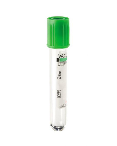 Tube de prélèvement sous vide vacutest en P.E.T. 4ml/5ml HEPARINE LITHIUM stérile