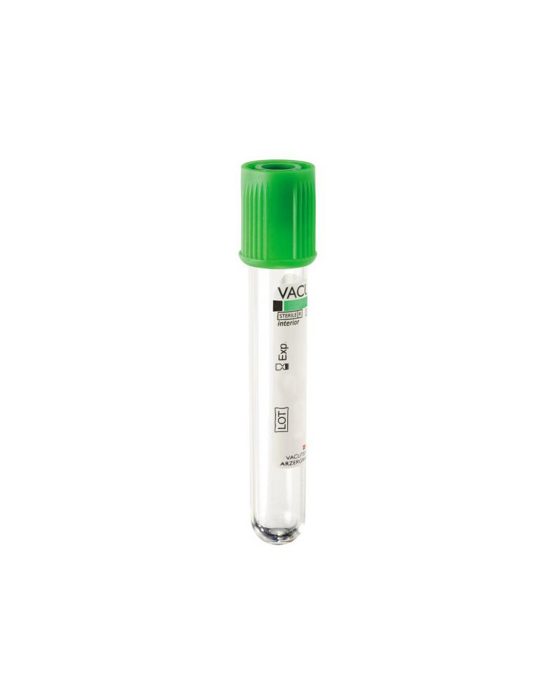 Tube de prélèvement sous vide vacutest en P.E.T. 4ml/5ml HEPARINE LITHIUM stérile