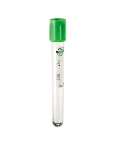 Tube de prélèvement sous vide vacutest en P.E.T. 6ml/7ml HEPARINE LITHIUM stérile