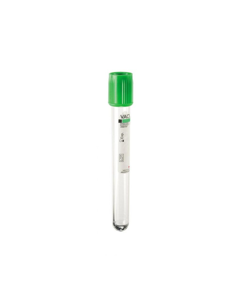 Tube de prélèvement sous vide vacutest en P.E.T. 6ml/7ml HEPARINE LITHIUM stérile