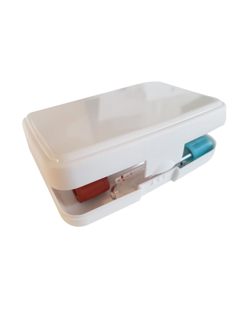 Boîte de transport en polypropylène pour 6 tubes 5/7ml 115x85mm blanche (carton de 172 pcs)