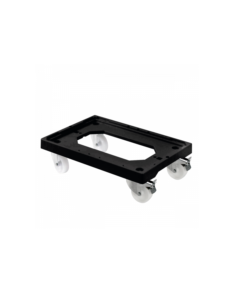 Socle noir, à roulettes