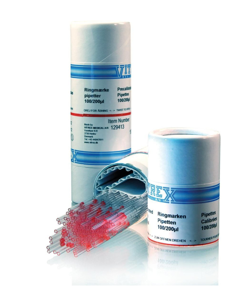 Micropipettes capillaires 44,7 μl héparinées Micropipettes capillaires 44,7 μl héparinées