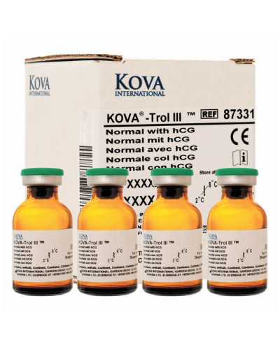 Etalon urinaire Kova-Trol, coffret de 4 flacons de 60ml contrôles élevés.