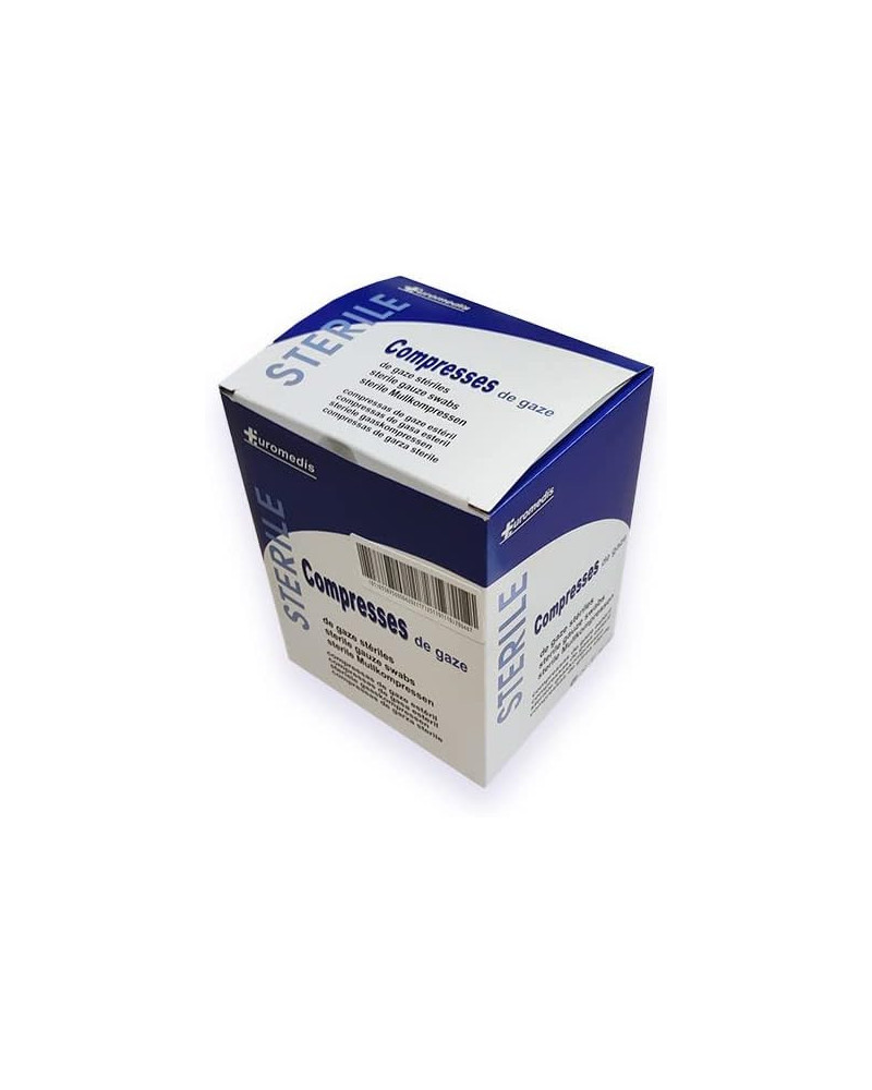 Compresses de gaze stériles 17 fils 16 plis 10 x 10 cm (40 x 40 cm) sachet de 1, boite de 100 compresses