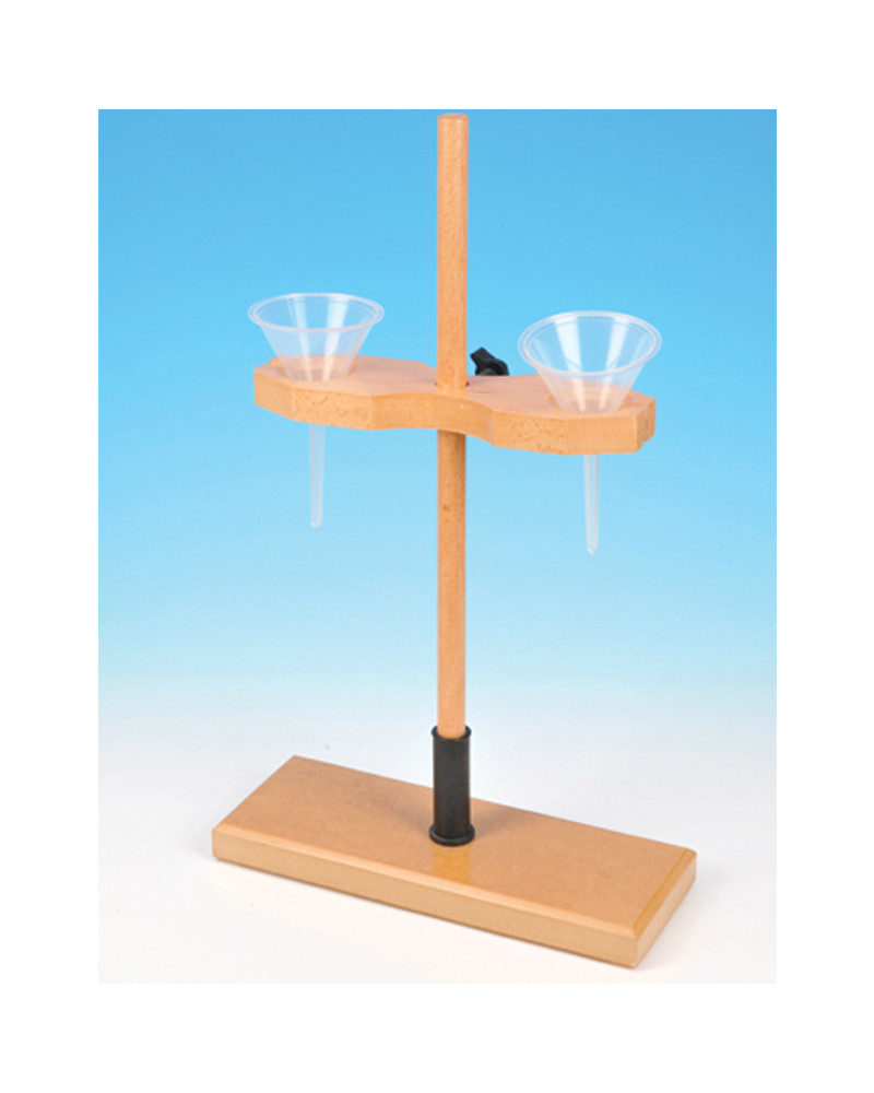 Support pour deux entonnoirs ou deux ampoules à décanter, en bois