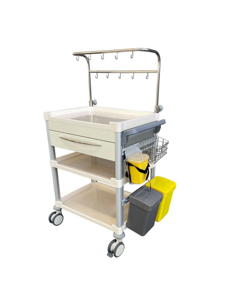 Chariot médical pour perfusion, Modèle JDESE234-B, Dim. L650 x L475 x H900
