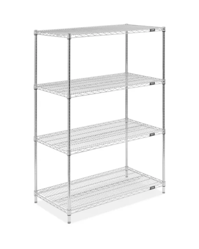 Étagère métallique à 4 niveaux (en fil d\'acier chromé renforcé)