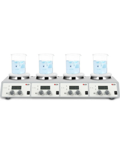 Agitateur magnétique à plaque chauffante numérique LCD à 4 postes, Modèle  MS-H340-S4