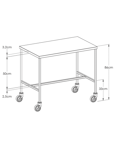 Table à instruments inox 1 plateau – dimensions 900×600 mm | SOCIMED