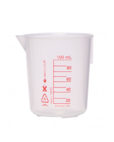 Bécher forme basse en plastique - 100 ml - Lot de 10