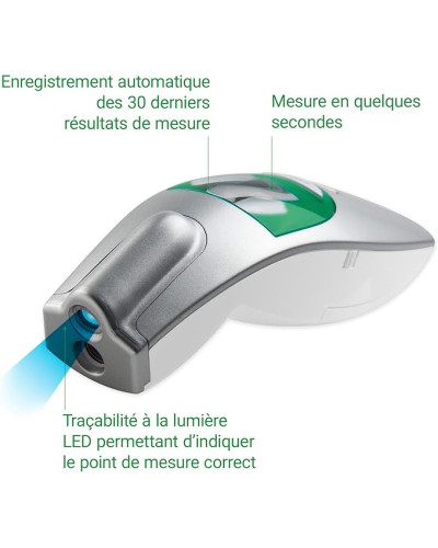 Thermomètre infrarouge professionnel Medisana – Sans contact, 1 seconde, mémoire 30 mesures