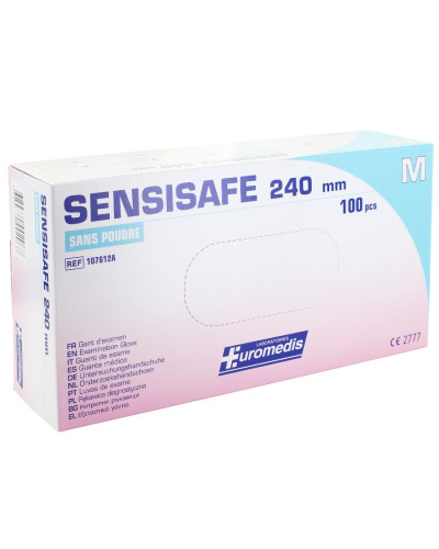 Gant vinyle stretch sans poudre SENSISAFE - Boîte 100 | SOCIMED