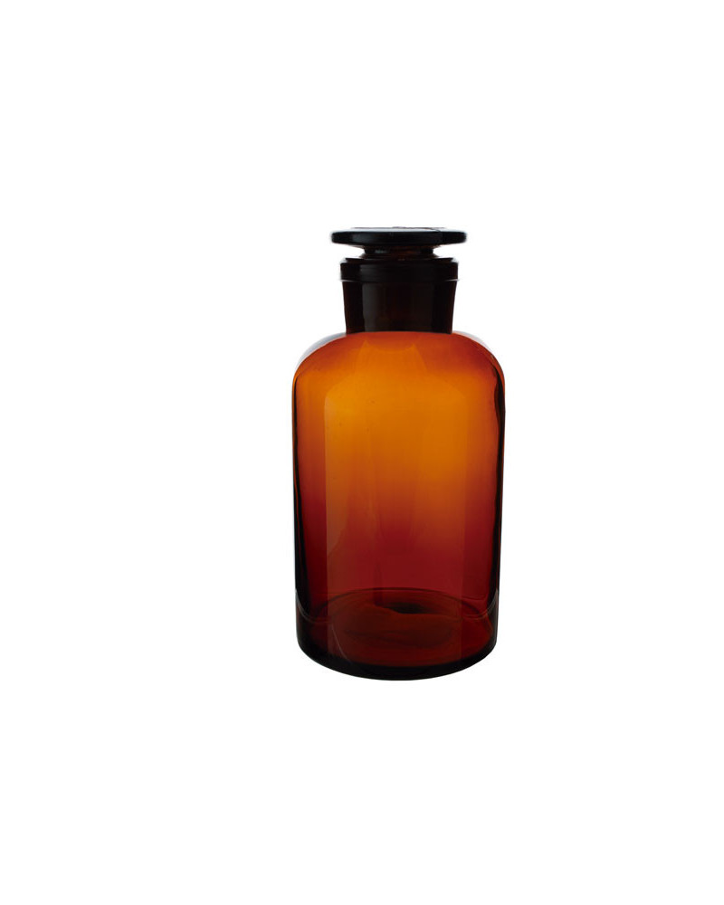 Flacon en verre ambré pour réactif – col large avec bouchon en verre