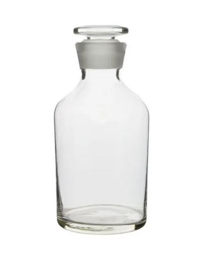 Flacon en verre transparent pour réactif – col large avec bouchon en verre