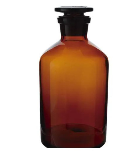 Flacon en verre ambré pour réactif – col étroit avec bouchon en verre