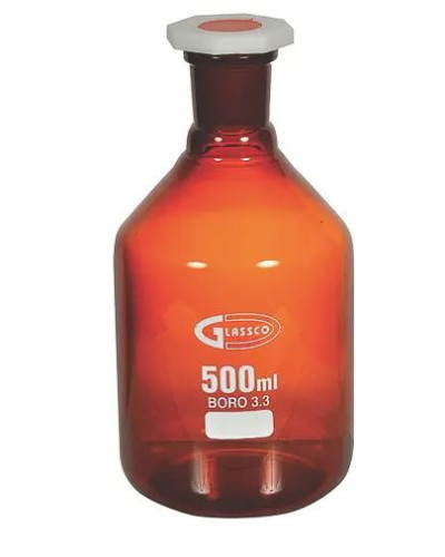 Flacon en verre ambré pour réactif – col étroit avec bouchon en PP