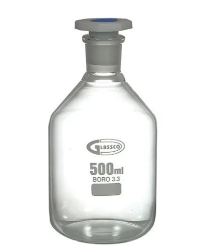 Flacon en verre transparent pour réactif – col étroit avec bouchon en PP