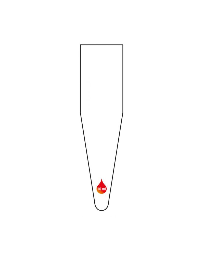 Tube 10ml en polystyrène fond conique 21x82mm bouchon rentrant rouge irradié