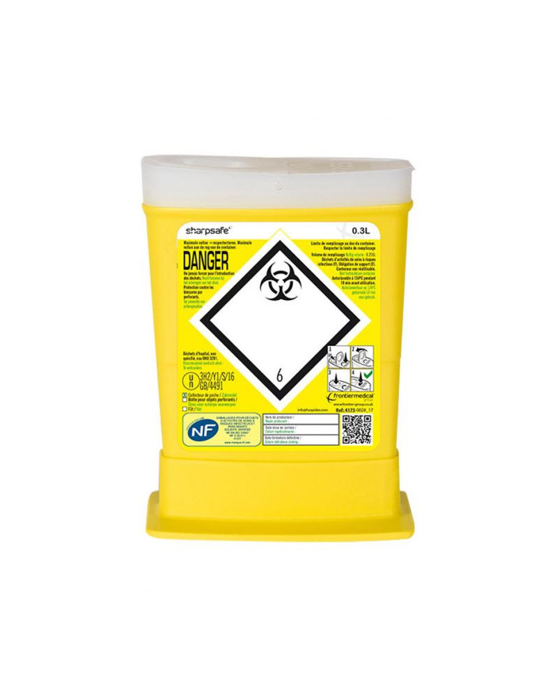 Collecteur d'aiguilles SHARPSAFE, 0,3 L, ouverture totale