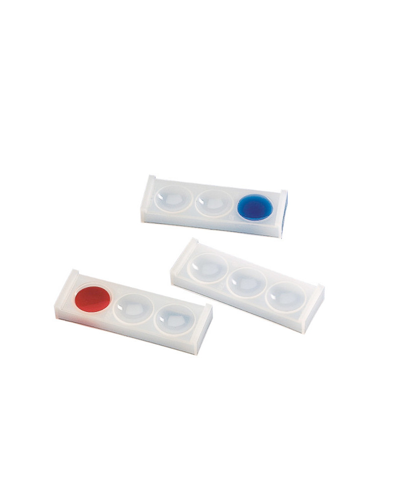 Plaque de coloration à 3 puits en polyéthylène PE-LD (27 x 85 mm)