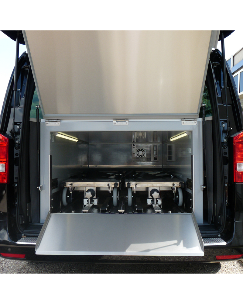 Caisson de transport avant et après mise en bière modèle cont