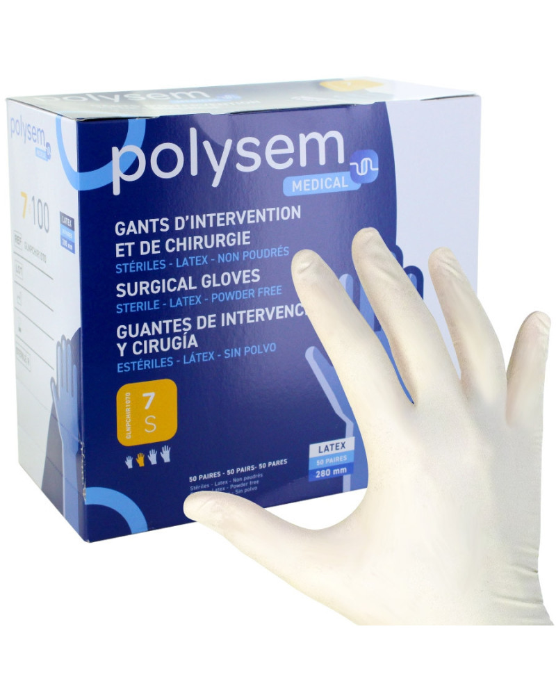 Gants Intervention Latex Stériles Polysem – Petite Chirurgie | Socimed