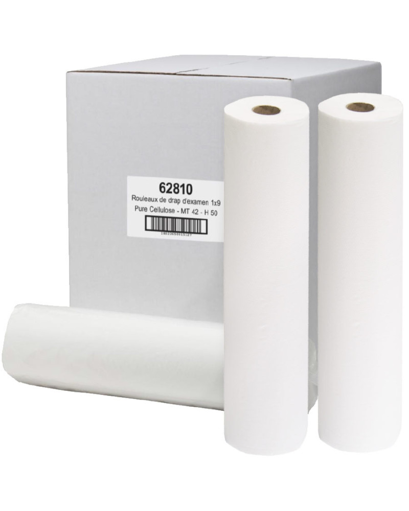 Drap d'examen ouaté gaufré double pli – 9 rouleaux 121 formats 50×35 cm | SOCIMED
