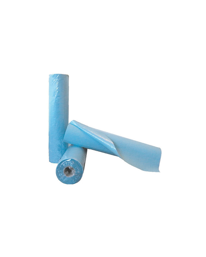 Drap d'examen gaufré plastifié bleu – 6 rouleaux 132 formats 50×38 cm | SOCIMED