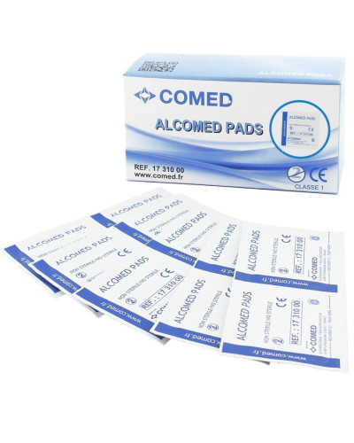 Tampons alcoolisés Alcomed isopropylique 70% boîte 100 | Socimed