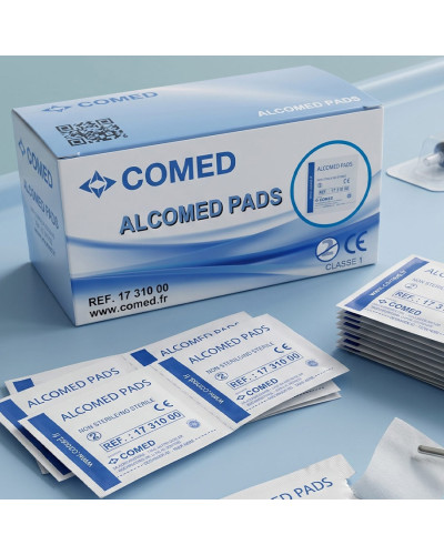 Tampons alcoolisés Alcomed isopropylique 70% boîte 100 | Socimed
