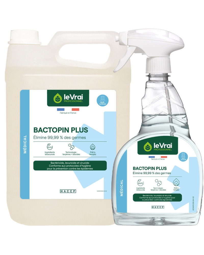 Désinfectant détergent Bactopin Plus virucide Coronavirus | Socimed