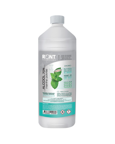 Alcool isopropylique 70% menthe poivrée bidon 1L Ront | Socimed