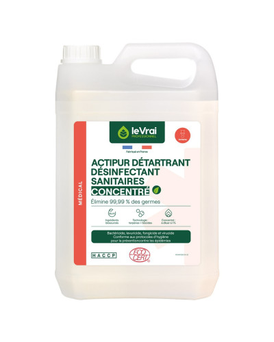 Détergent désinfectant sanitaires concentré Actipur Ecocert | Socimed