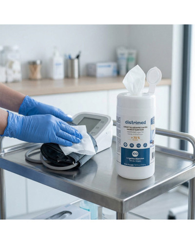 Lingettes désinfectantes Distrimed 70% alcool boîte 100 | Socimed