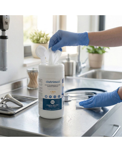 Lingettes désinfectantes Distrimed 70% alcool boîte 100 | Socimed