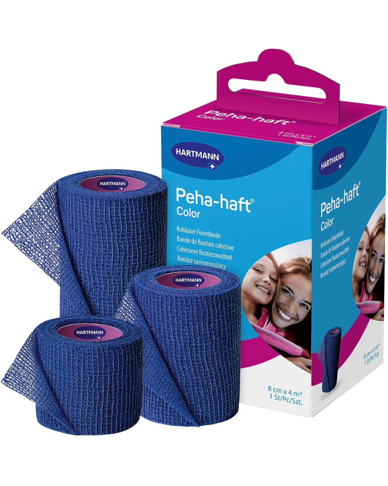 Bande cohésive Peha-haft Color Hartmann bleu fixation | Socimed