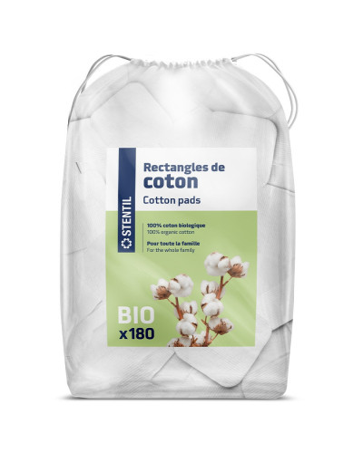 Rectangles 100% coton biologique Stentil sachet 180 | Socimed