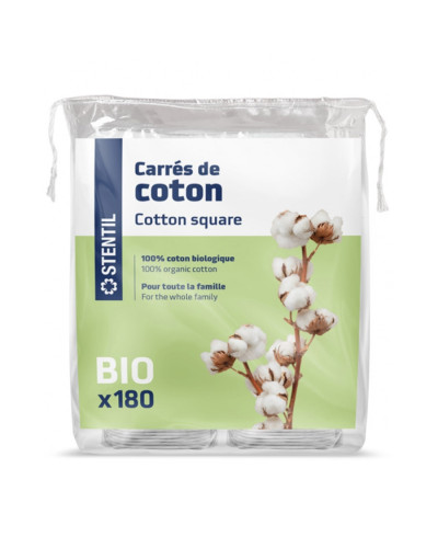 Carrés 100% coton biologique Stentil sachet 180 | Socimed