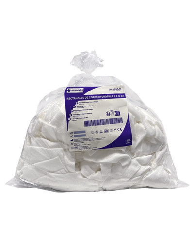 Rectangles de coton Euromedis sachet 200 8x10 cm | Socimed