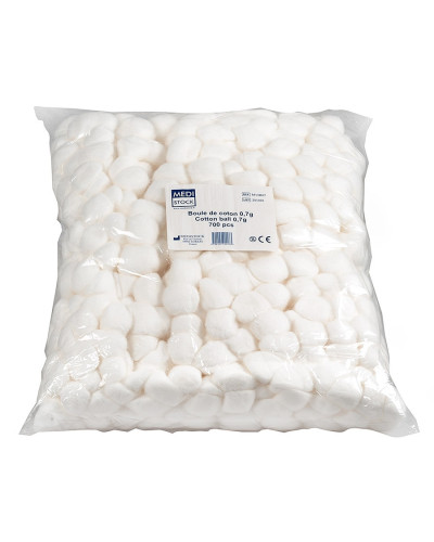 Boules de coton Medistock sachet 700 hydrophile 100% coton | Socimed