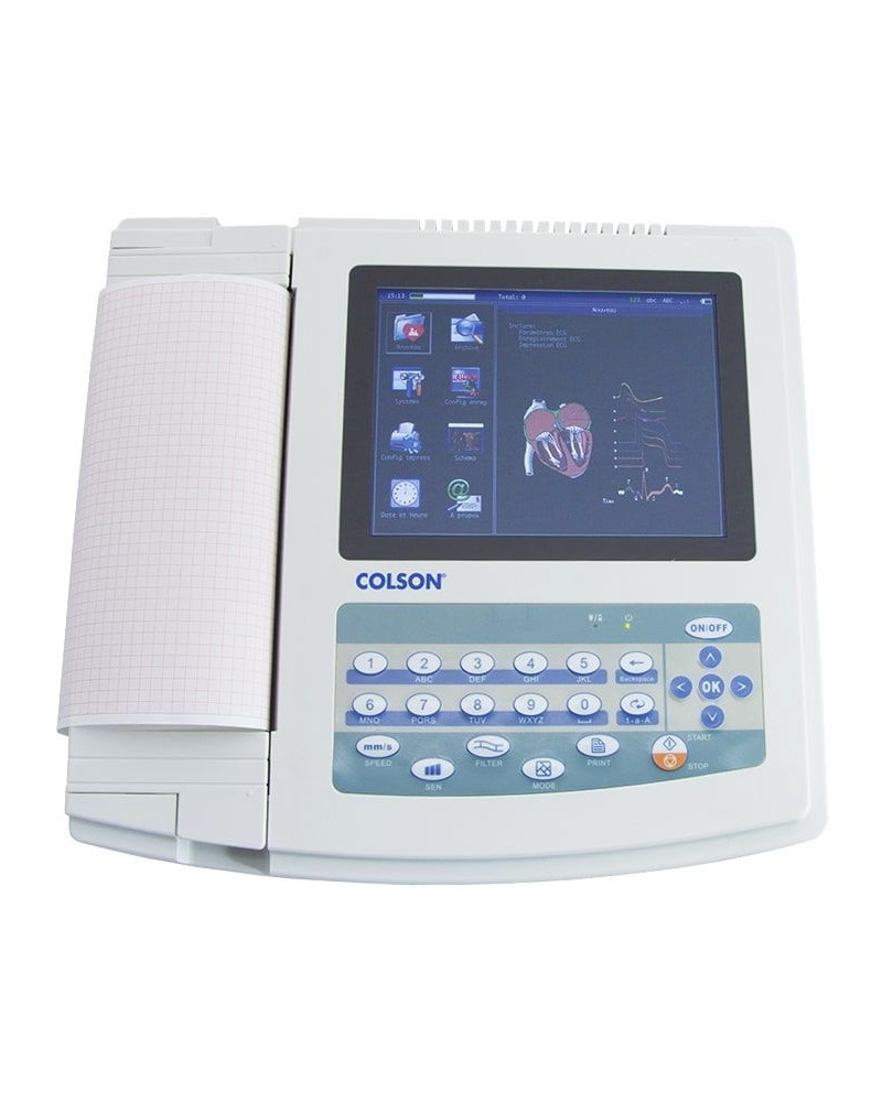 Électrocardiographe 12 pistes Colson Cardi-12 avec écran tactile couleur et imprimante thermique